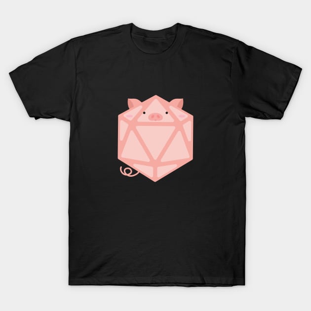 Polyhedral 20 Sided Dice Pig - Tabletop RPG and Animal Lovers Mashup T-Shirt by dungeonarmory